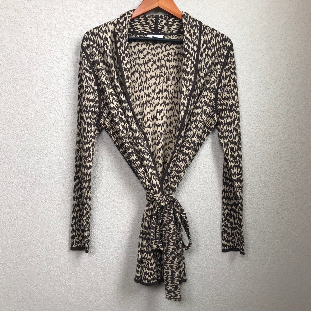 Brown Lightweight Belted Cardigan Sweater Large